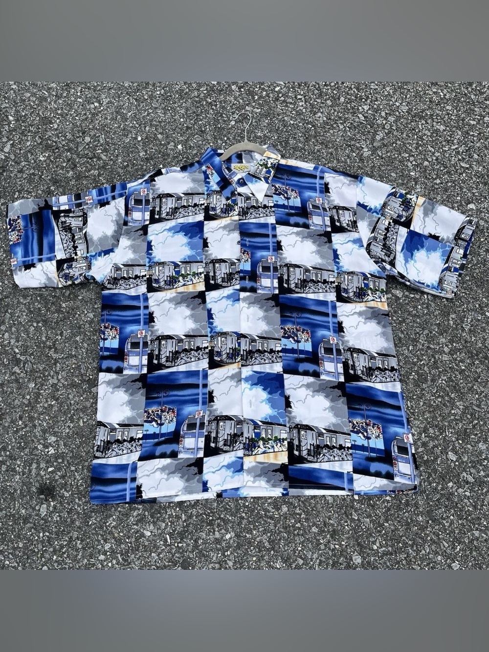 Vintage 90s UP RO’S Shirt Hip Hop Graffiti Button Size Extra Large Retro Pop Art